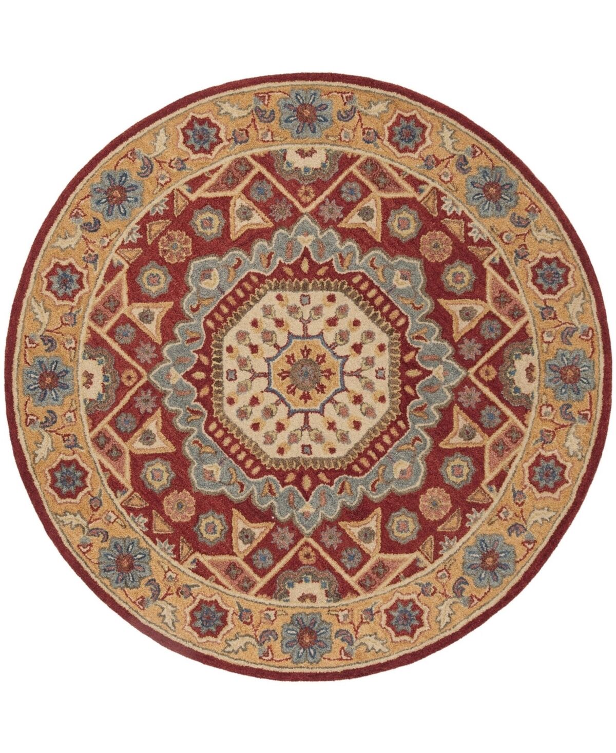 Safavieh Antiquity At501 Red and Orange 6' x 6' Round Area Rug - Red