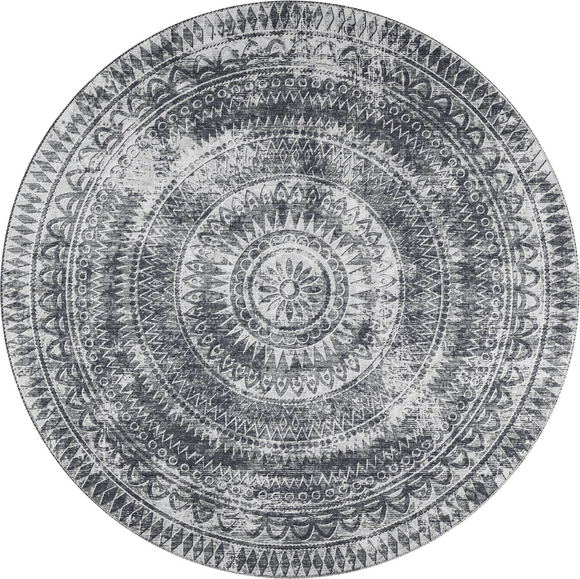 D Style Buttes BTS7 6' x 6' Round Area Rug - Charcoal