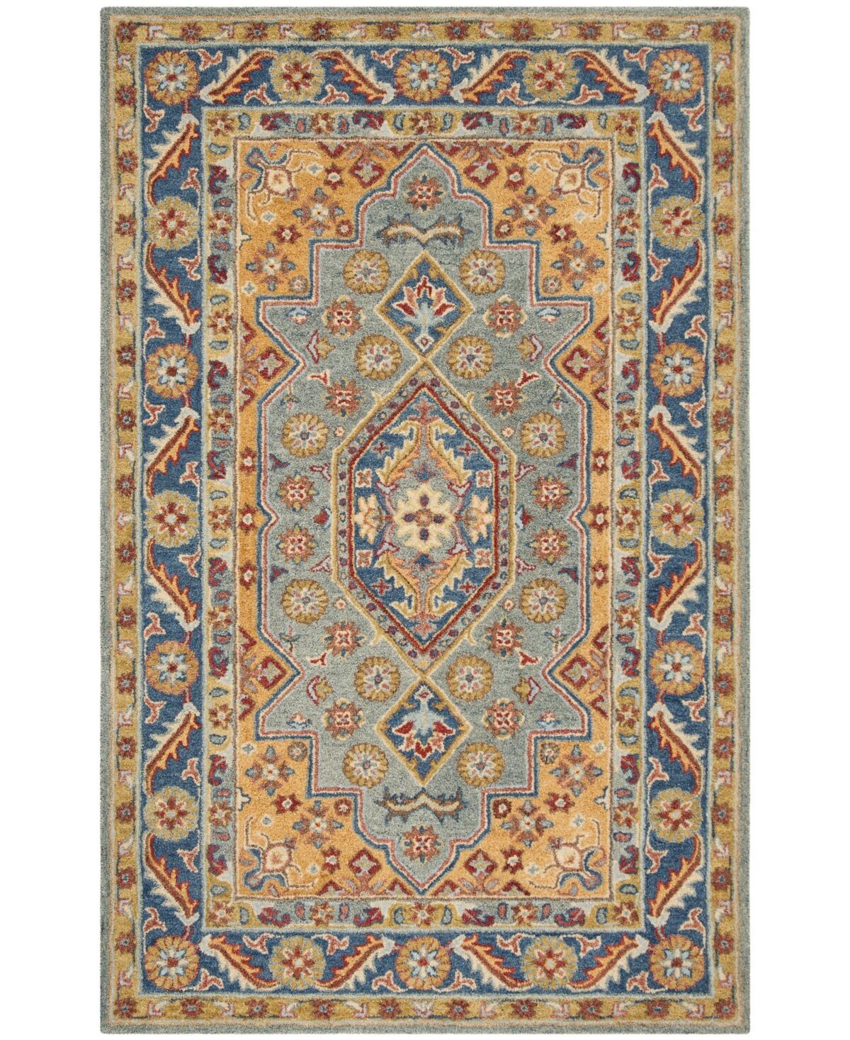 Safavieh Antiquity At504 Blue and Gold 6' x 9' Area Rug - Blue