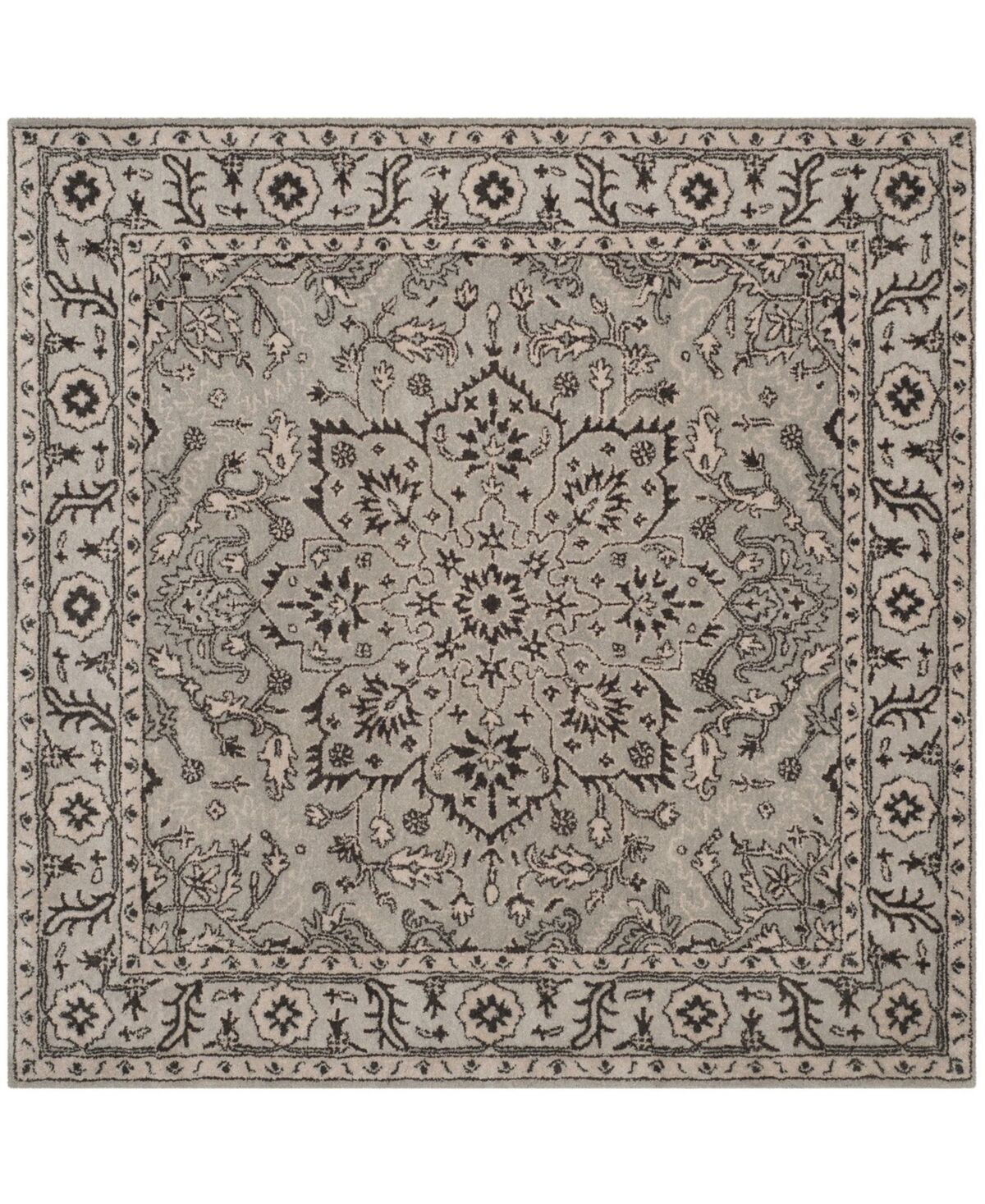 Safavieh Antiquity At58 Gray and Beige 6' x 6' Square Area Rug - Gray