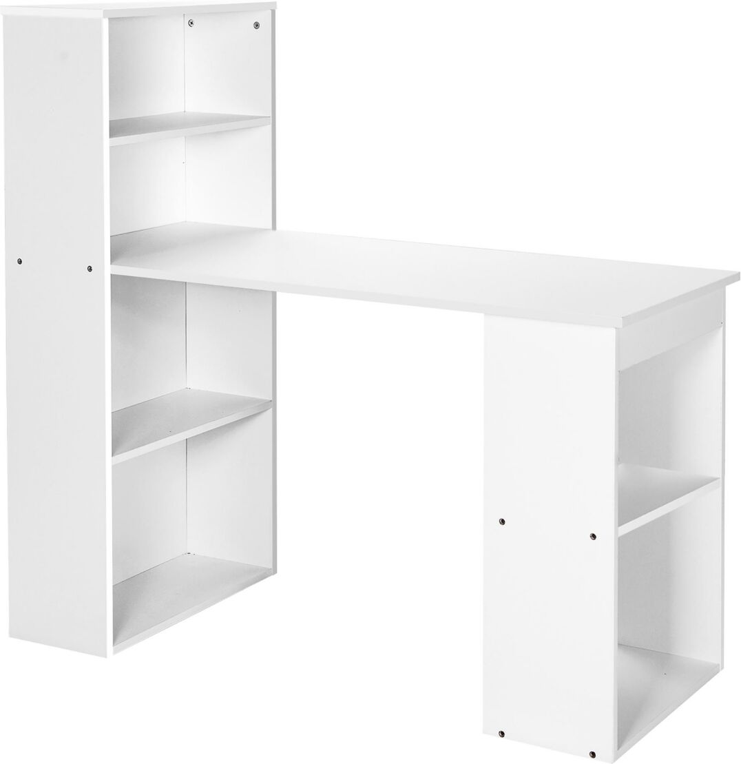 Costway Computer Desk Writing Office 6-Tier Storage Shelves - White