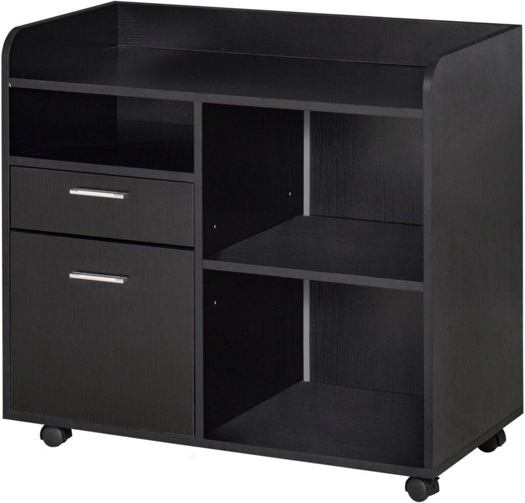 Vinsetto Multi-Purpose Office Organizer with Adjustable Open Shelf & Wheels - Black