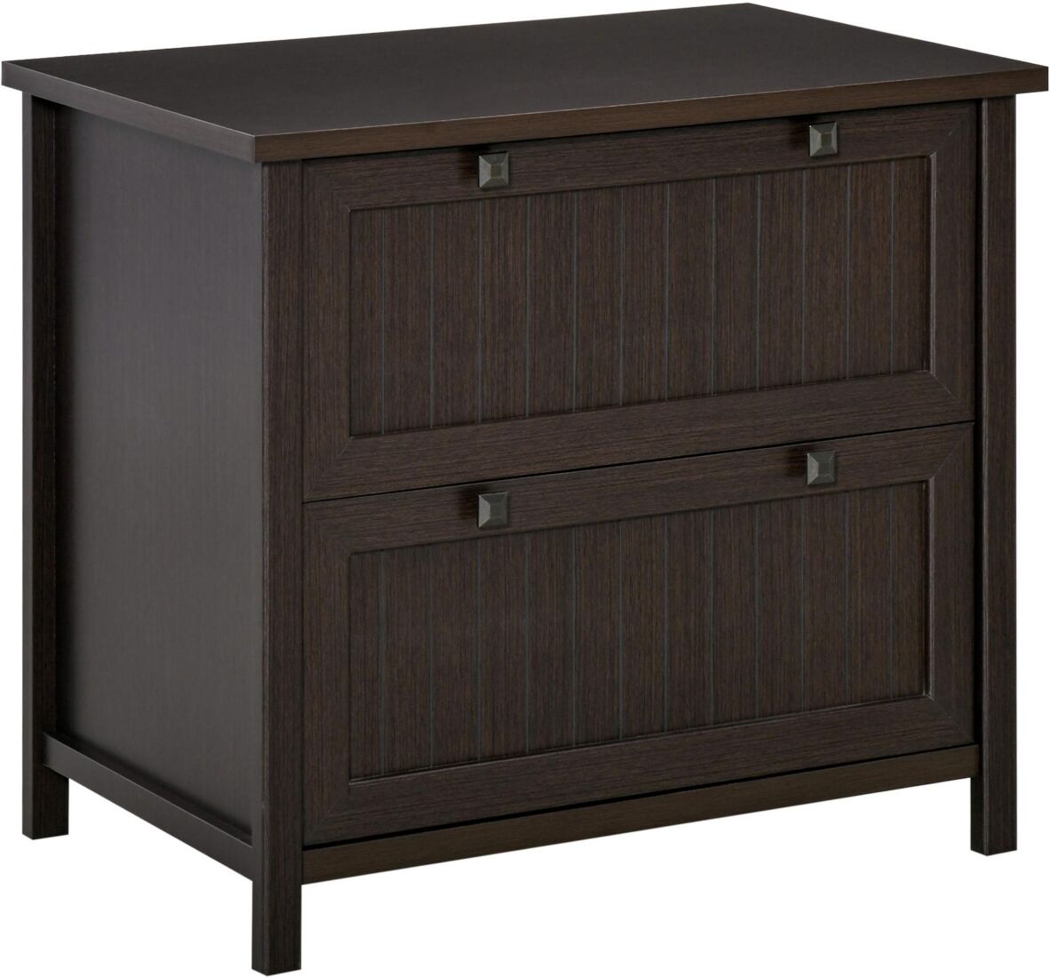 Homcom Retro Wood Double-Drawer File Cabinet Fits Letter/Legal Sizing, Brown - Brown