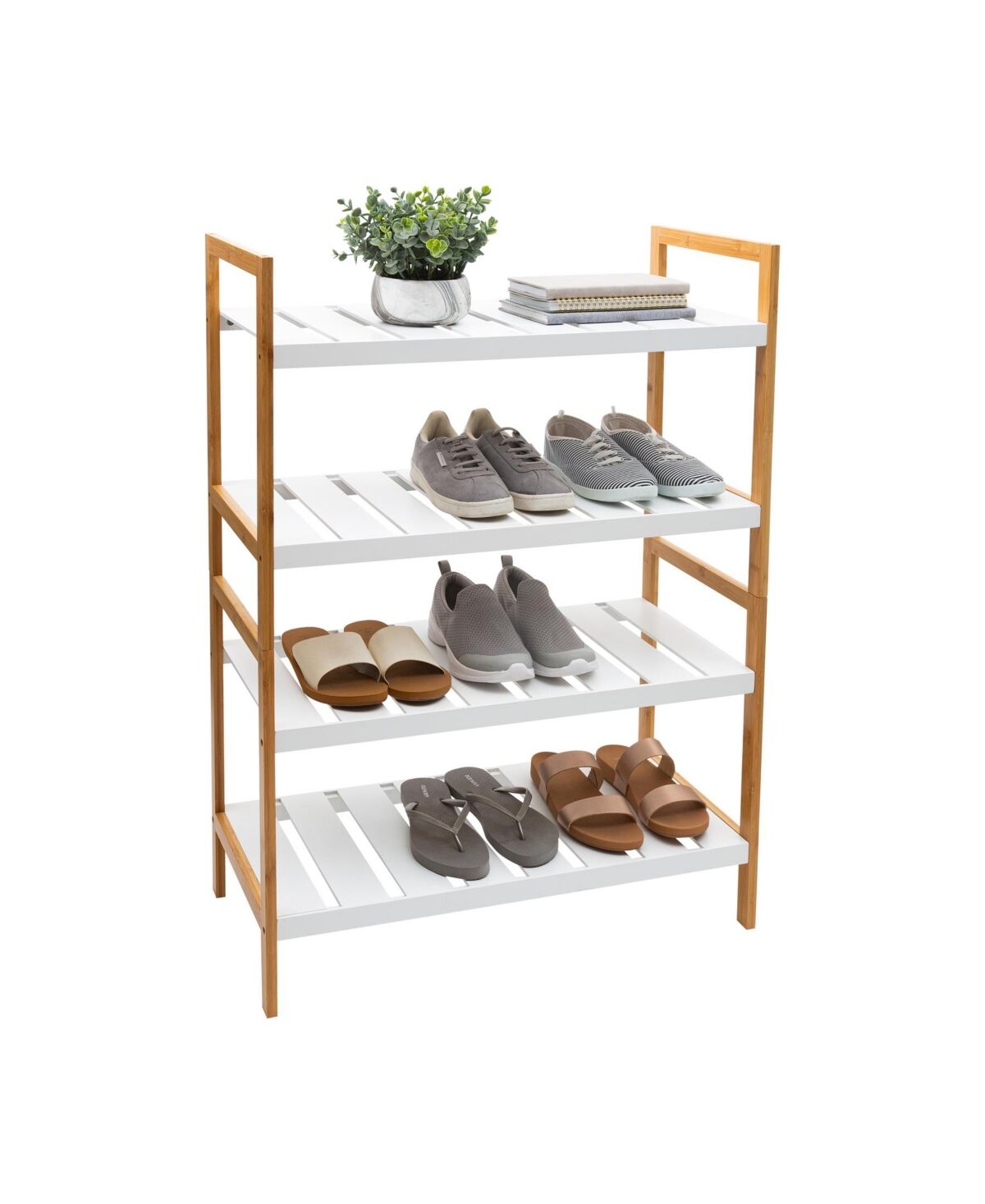 Organize it All 2 Pack Sonora Bamboo 2 Tier Stackable Shoe Rack - Bamboo