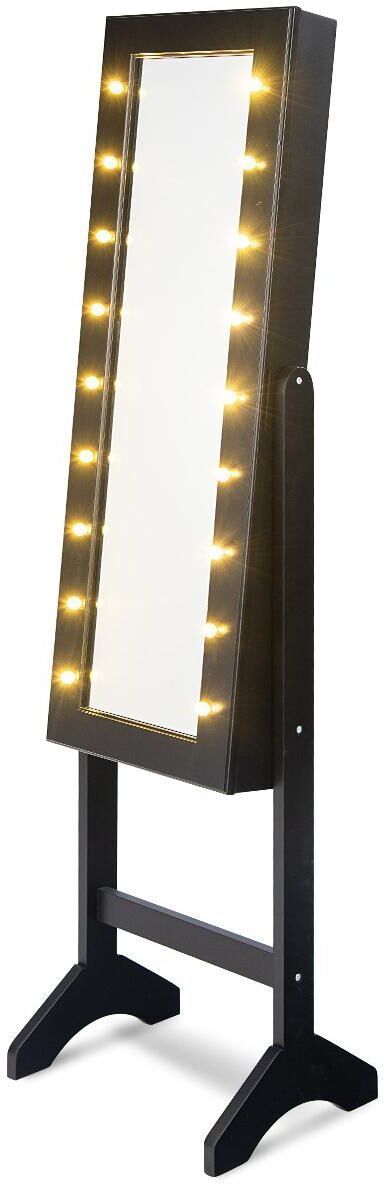 Costway Mirrored Jewelry Cabinet Organizer w/18 Led lights - Black