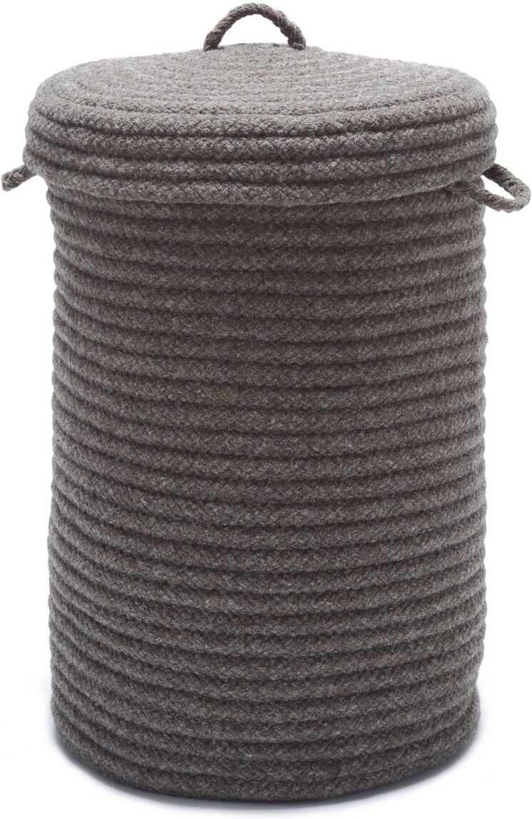 Colonial Mills Wool Blend Braided Hamper with Lid - Bark