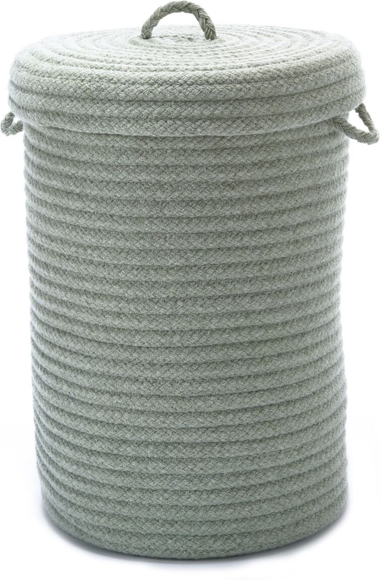 Colonial Mills Wool Blend Braided Hamper with Lid - Moss Green