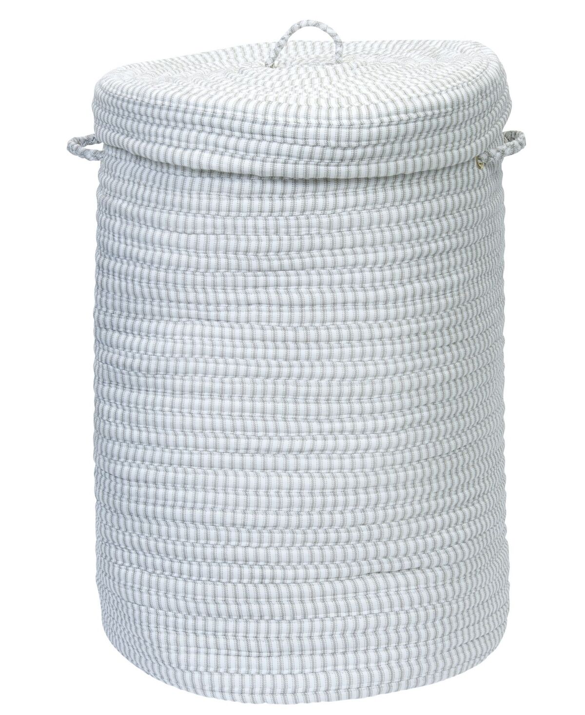 Colonial Mills Ticking Solid Braided Hamper with Lid - Gray