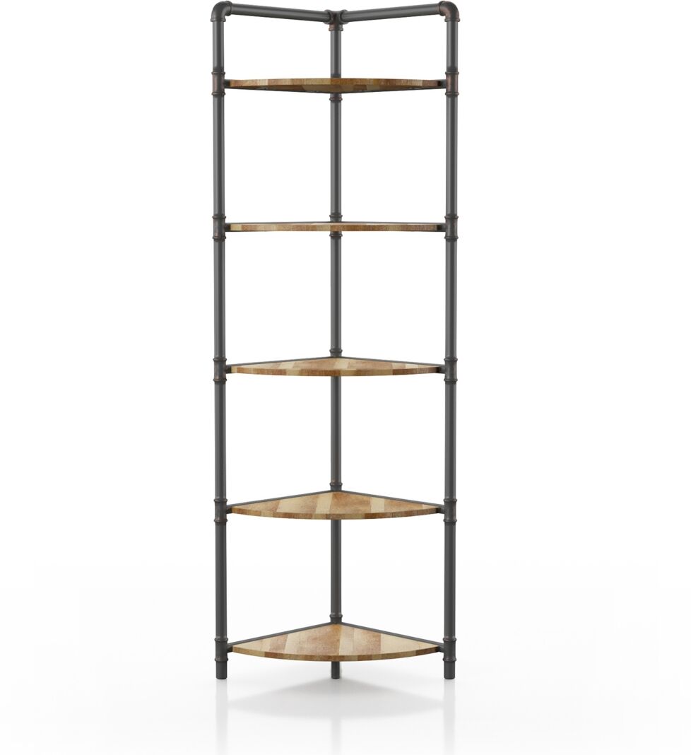 Furniture Of America Bardfield Corner Bookcase - Sand Black, Light Pure Copper