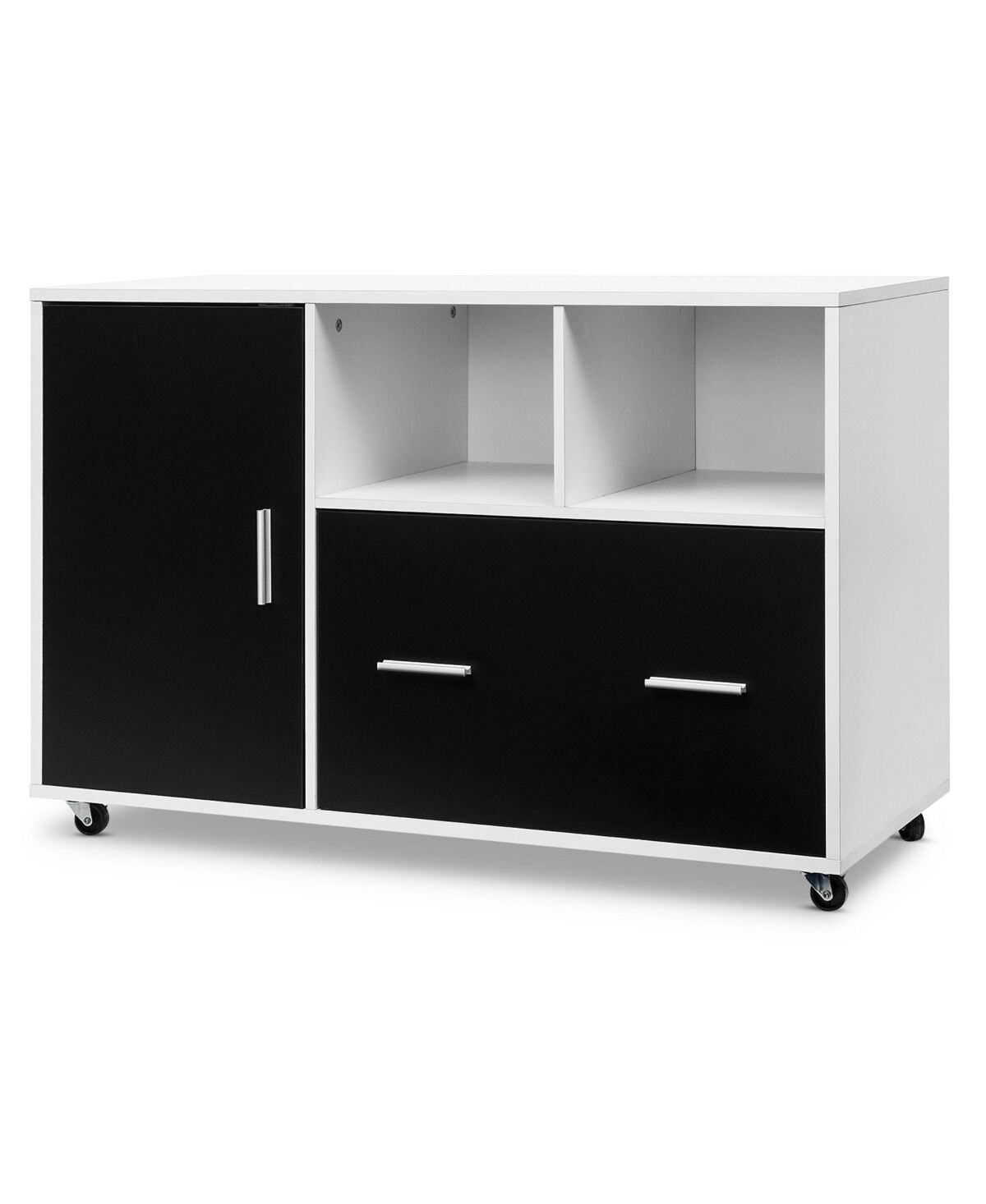 Costway Lateral File Cabinet Mobile Storage Shelves Printer Stand - Black