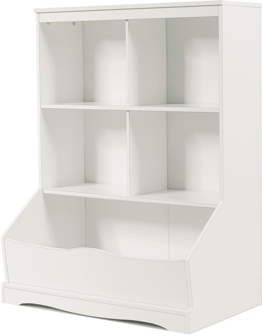 Costway 3-Tier Children's Multi-Functional Bookcase Toy Storage Bin Floor Cabinet - White