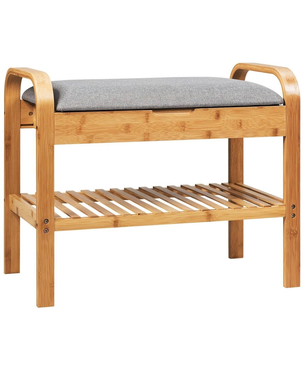 Slickblue Shoe Rack Bench Bamboo with Storage Shelf -Natural - Natural