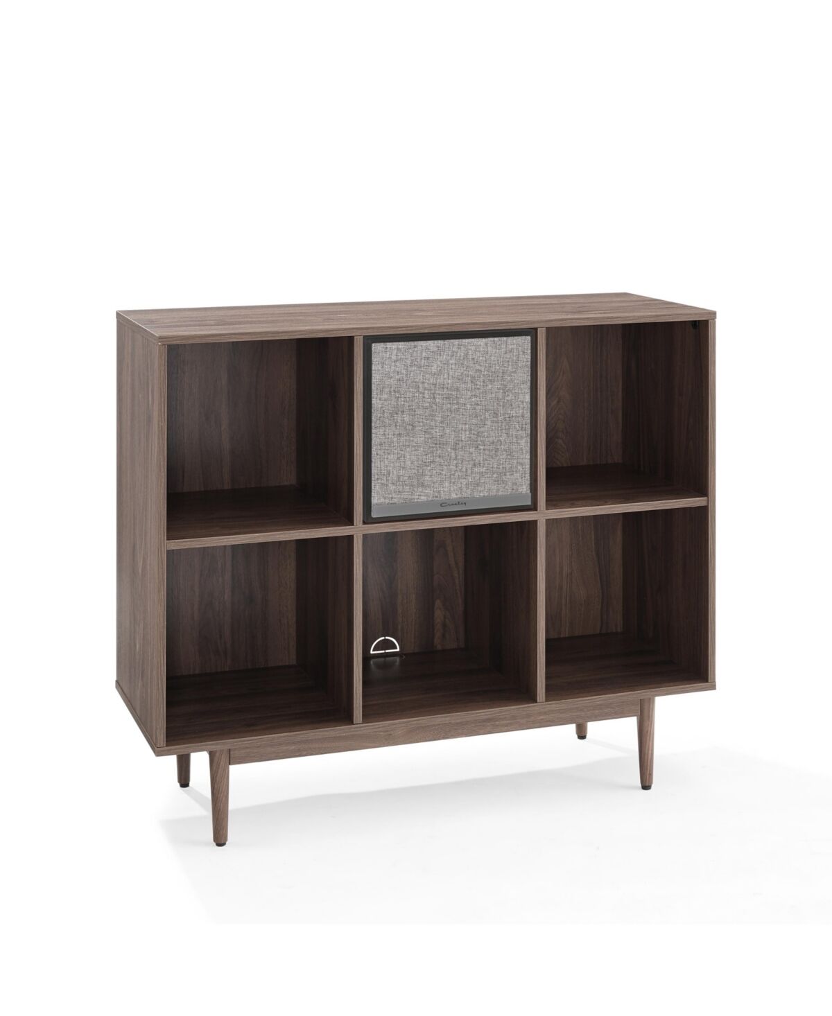 Crosley Liam 6 Cube Record Storage Bookcase with Speaker - Walnut