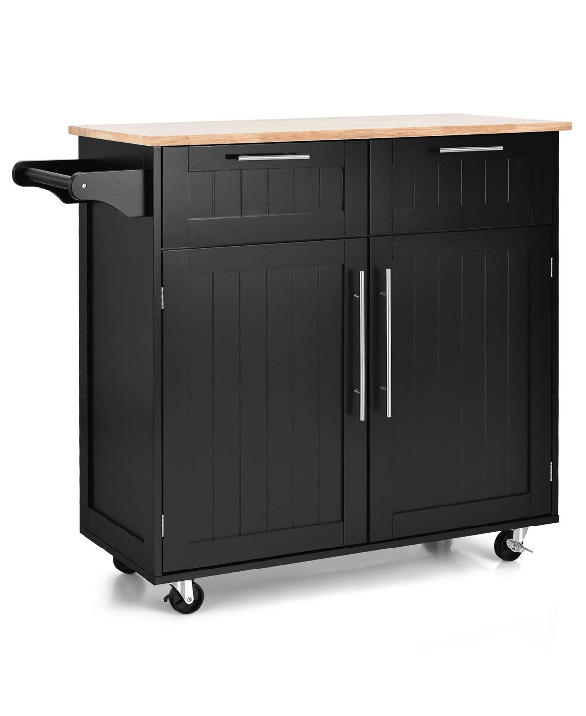 Costway Rolling Kitchen Cart Island Heavy Duty Storage Trolley Cabinet - Black