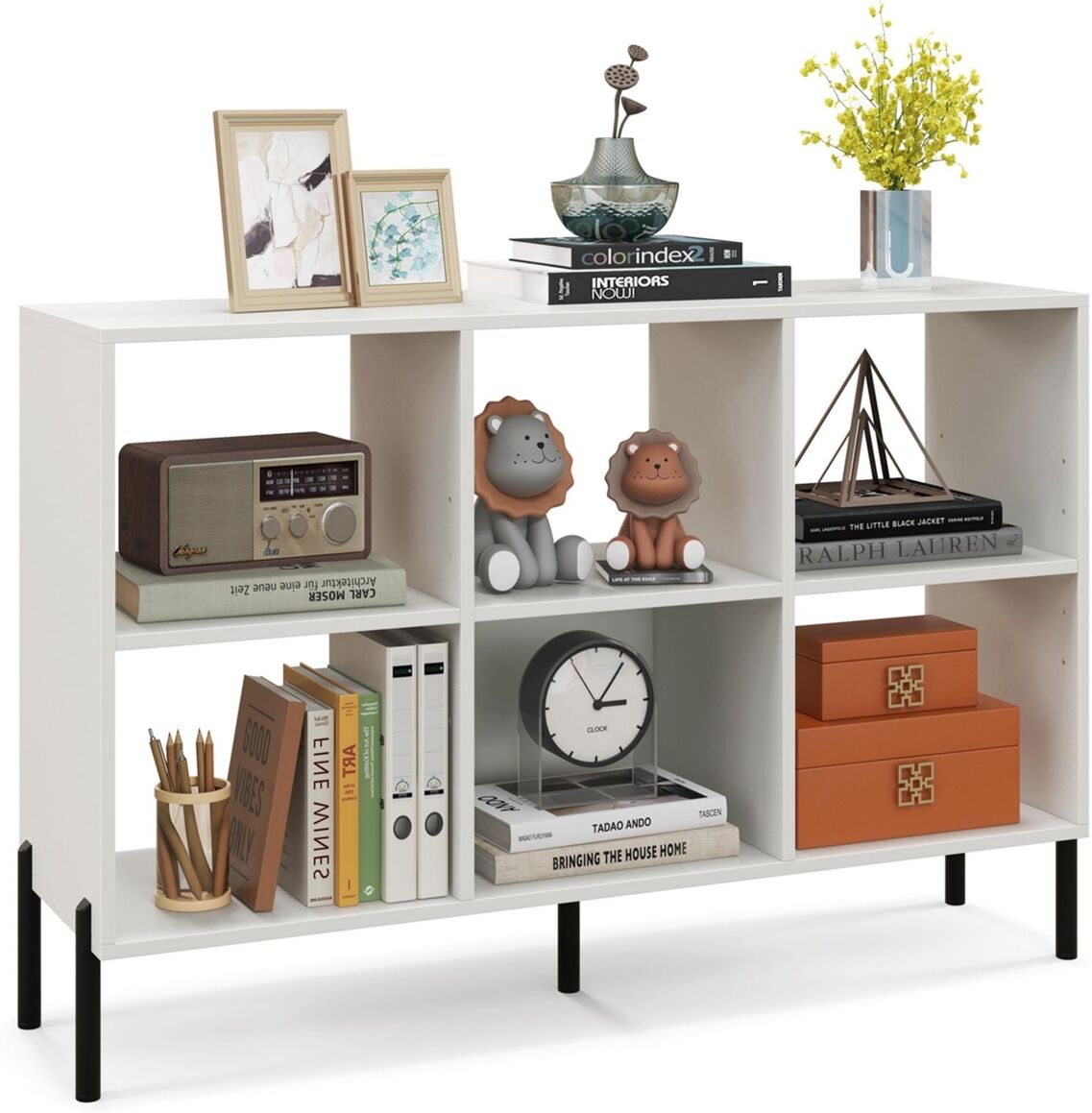 Costway 6 Cube Storage Shelf Organizer Bookcase Square Cubby Cabinet Bedroom - White