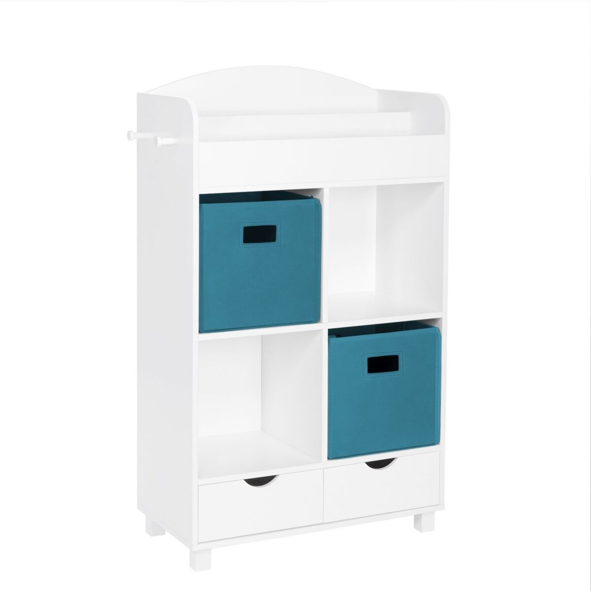 RiverRidge Home Book Nook Collection Kids Cubby Storage Cabinet with Bookrack - Turquoise