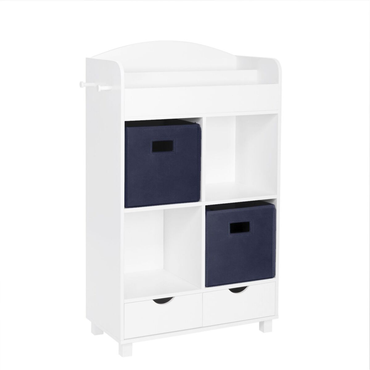 RiverRidge Home Book Nook Collection Kids Cubby Storage Cabinet with Bookrack - Navy