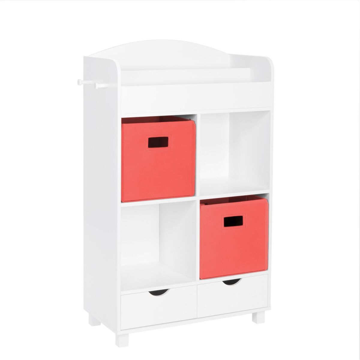 RiverRidge Home Book Nook Collection Kids Cubby Storage Cabinet with Bookrack - Coral