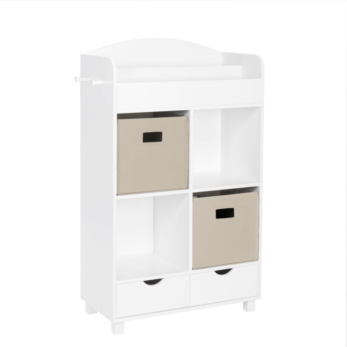 RiverRidge Home Book Nook Collection Kids Cubby Storage Cabinet with Bookrack - Taupe