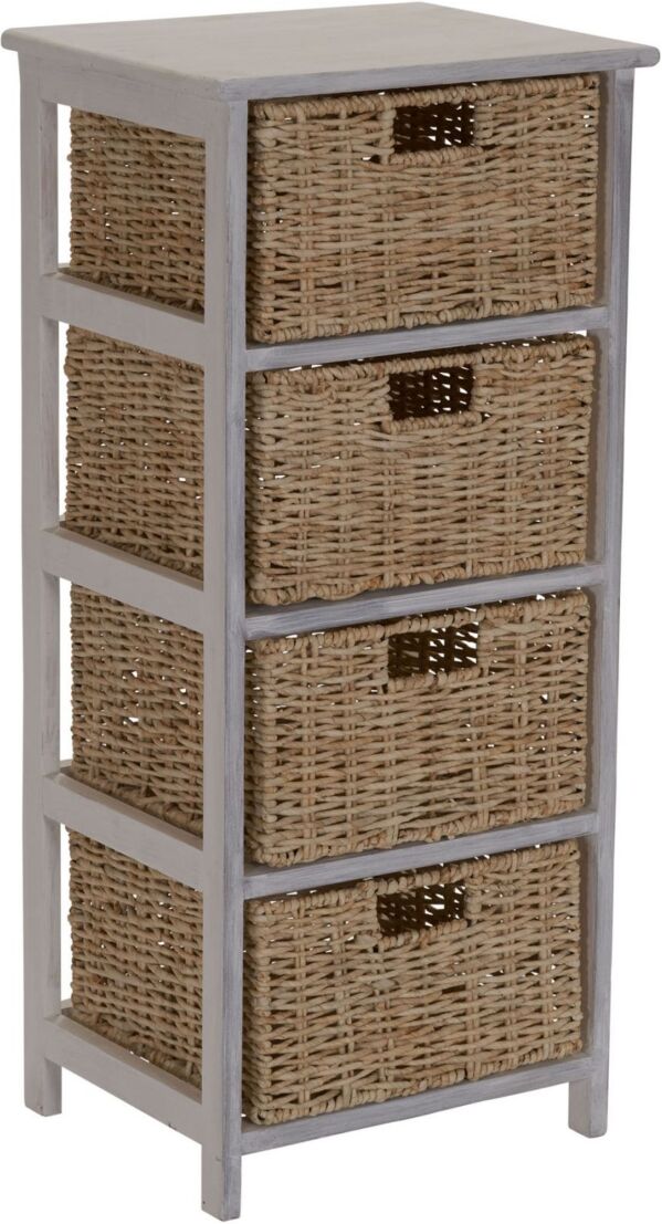 Household Essentials Household Essential Whitewash 4-Basket Storage Tower - Brown