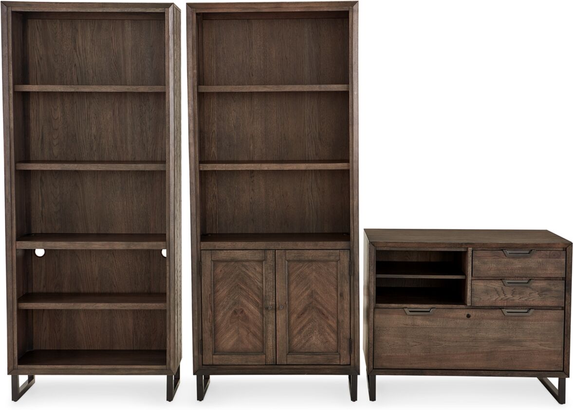 Furniture Gidian Home Office, 3-Pc. Set (Combo File, Open Bookcase, Door Bookcase) - Fossil