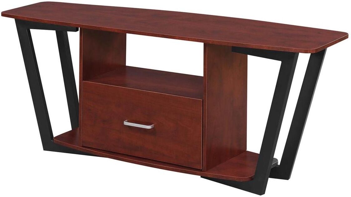 Convenience Concepts Gray stone 60 in. Tv Stand, Cherry & Black Frame 59.25 x 24 x 15.75 in. - Grey