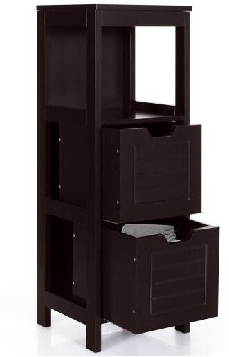 Slickblue Bathroom Wooden Floor Cabinet Multifunction Storage Rack Stand Organizer - Brown