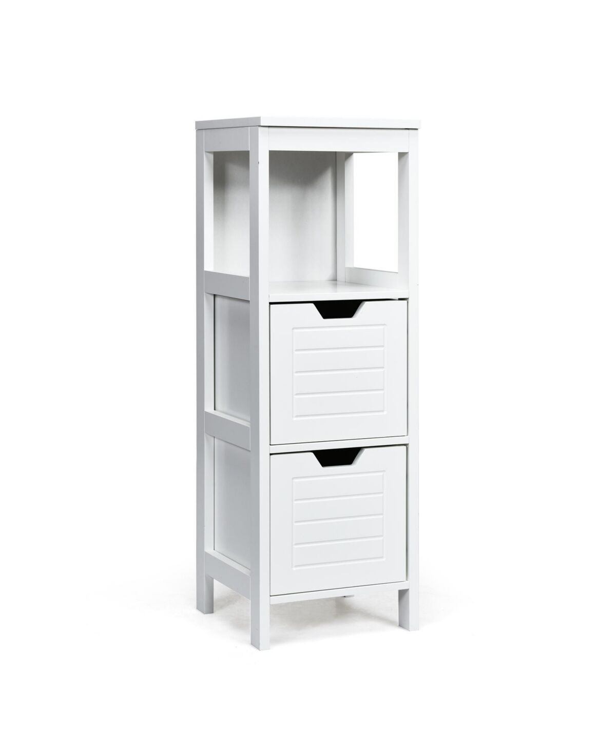 Slickblue Bathroom Wooden Floor Cabinet Multifunction Storage Rack Stand Organizer - White