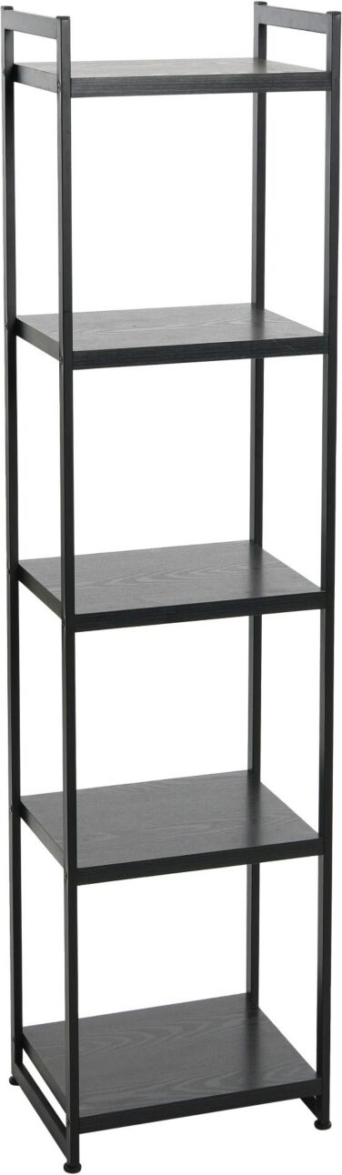 Household Essentials Tower Bookshelf, Tall and Narrow Bookshelf with 5 Shelves - Black