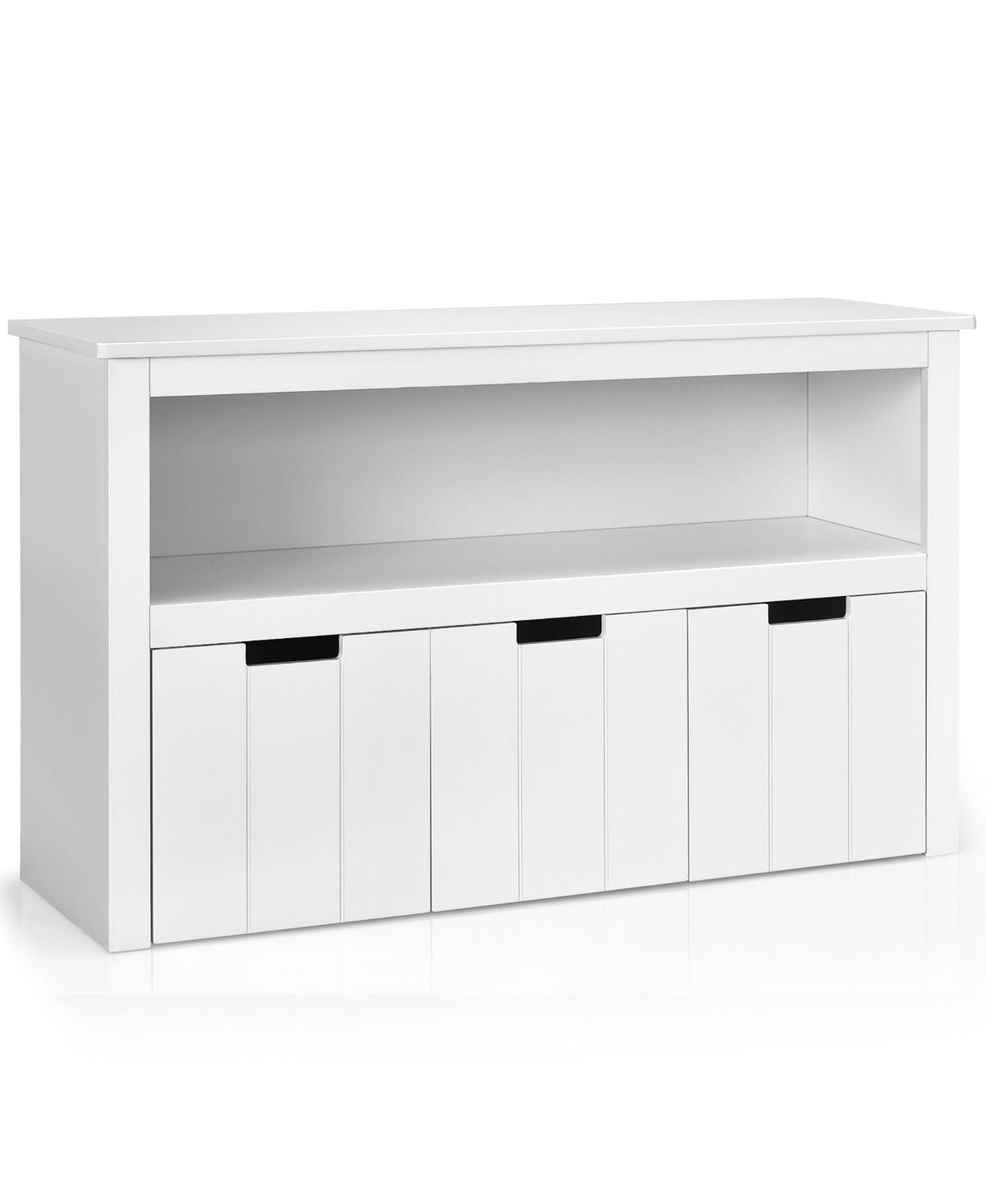 Costway Kid Toy Storage Cabinet 3 Drawer Chest w/Wheels Large Storage Cube Shelf - White