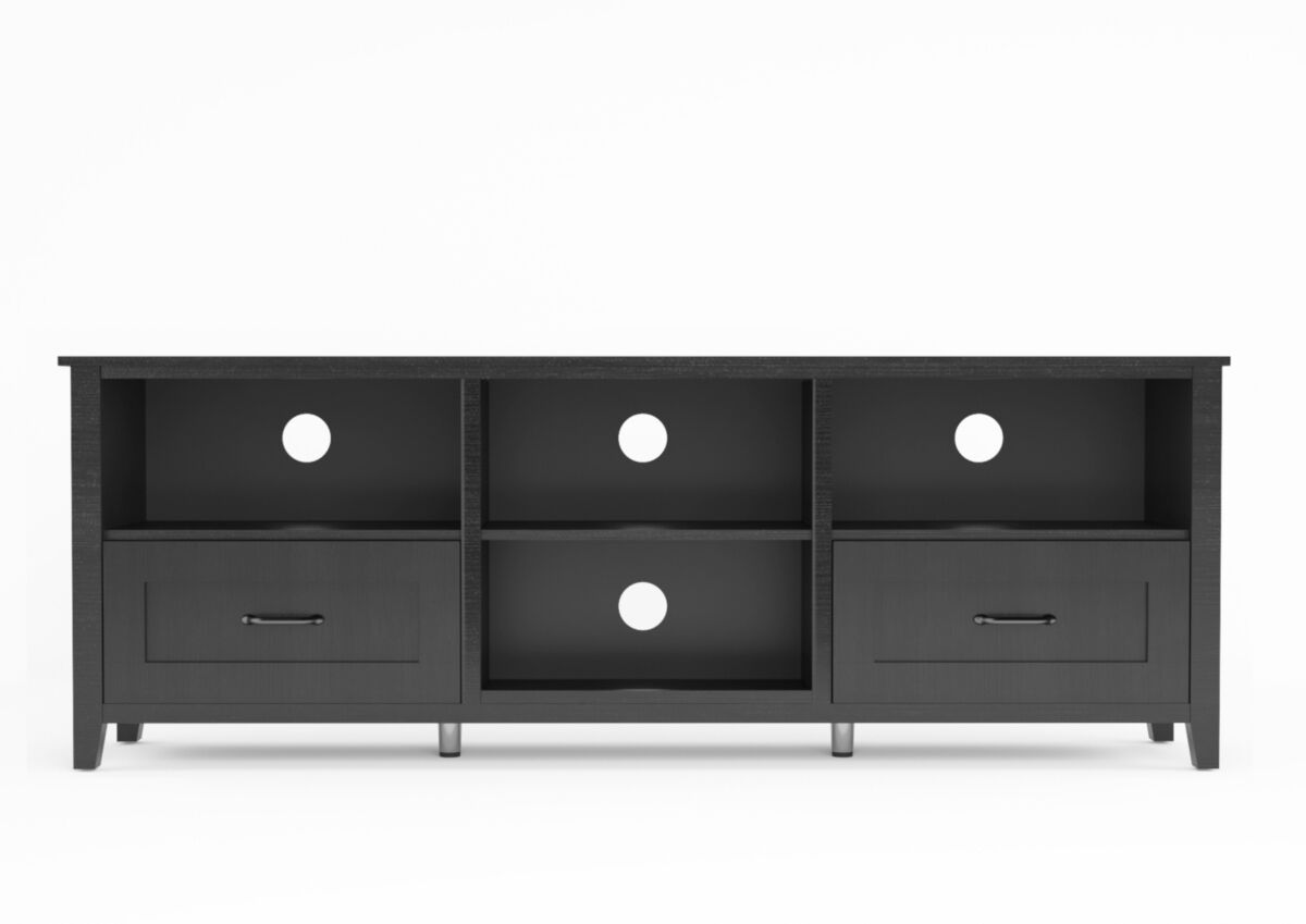 Simplie Fun 70.08 Inch Length Black Tv Stand for Living Room and Bedroom, with 2 Drawers and 4 High-Capacity Storage Compartment. - Black