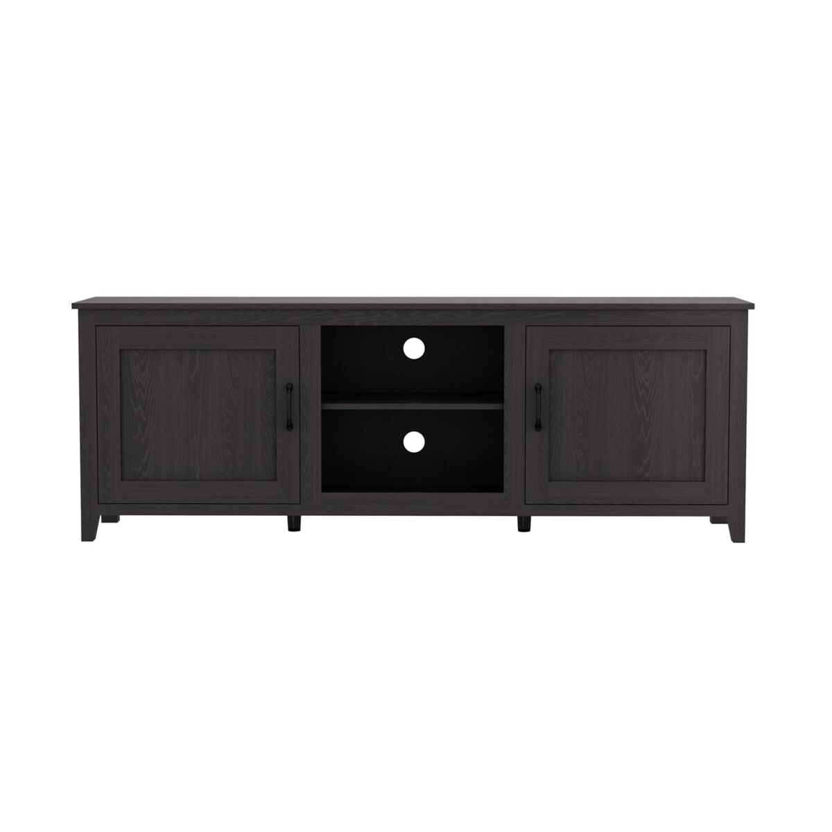 Simplie Fun Tv Stand Storage Media Console Entertainment Center, Tradition Black, with doors - Black