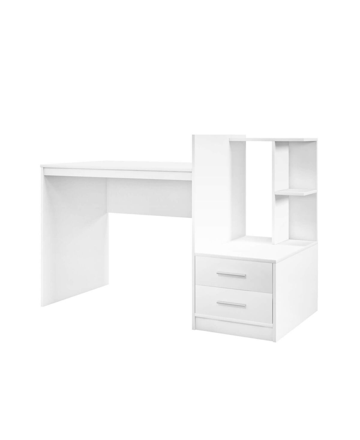 Slickblue Computer Desk Home Office with Bookshelf and Drawers-White - White