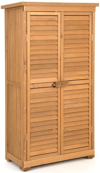 Slickblue Outdoor Wooden Garden Tool Storage Cabinet - Natural