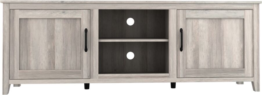 Simplie Fun Tv Stand Storage Media Console Entertainment Center With Two Doors, Grey Walnut - Grey