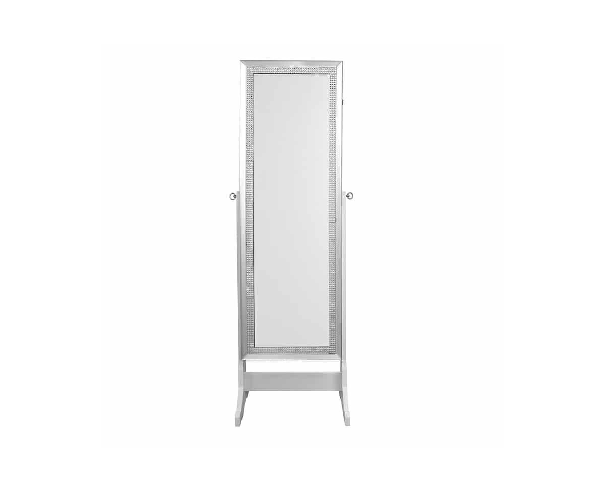 Inspired Home Shimmer Full Length Jewelry Cheval Armoire Makeup Storage Organizer Mirror - Pristine white