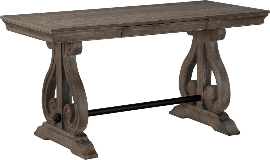 Furniture Huron Writing Desk with One Drawer - Distressed Dark Oak