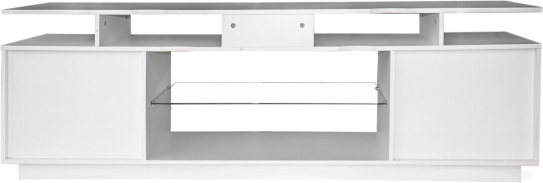 Simplie Fun White Tv Stand for 80 Inch Tv Stands, Media Console Entertainment Center Television Table, 2 Storage Cabinet with Open Shelves for Living