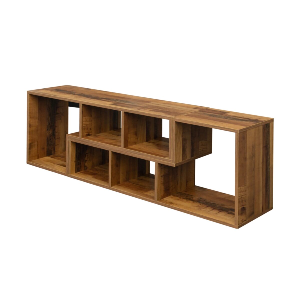 Simplie Fun Double L-Shaped Oak Tv Stand, Display Shelf, Bookcase for Home Furniture, Fir Wood - Brown