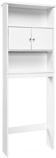 Slickblue Bathroom Wood Organizer Shelf Storage Rack with Cabinet - White