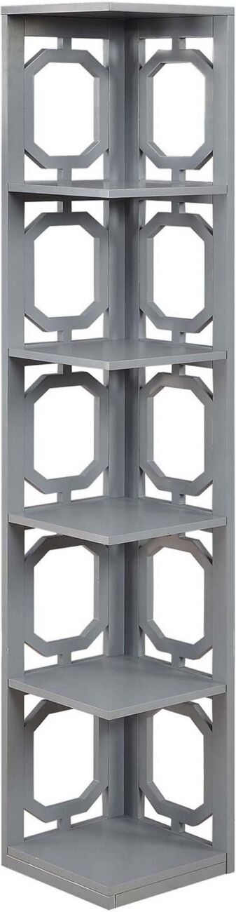 Convenience Concepts Omega 5 Tier Corner Bookcase - Gray