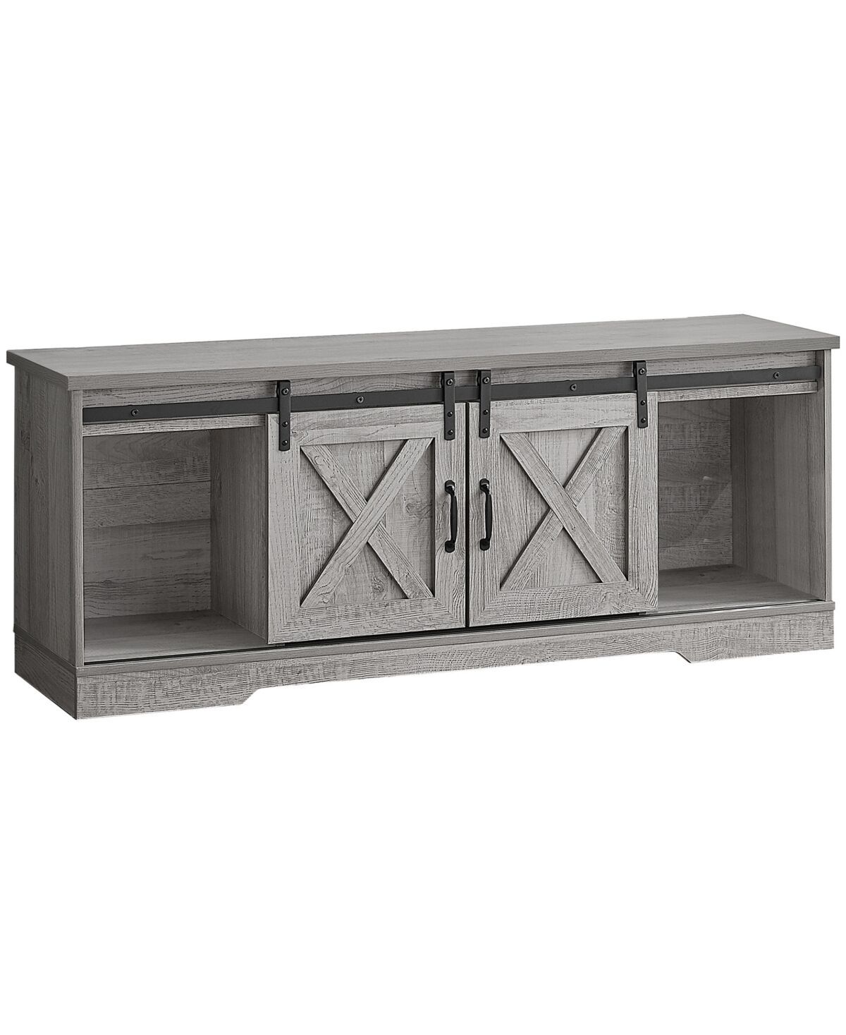 Monarch Specialties Tv Stand with 2 Barn-Style Sliding Doors - Gray