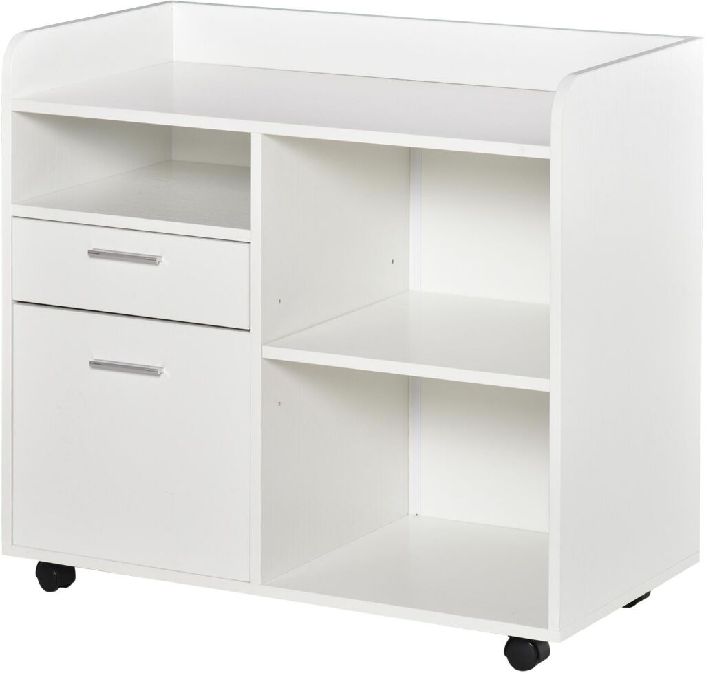 Vinsetto Multi-Purpose Office Organizer with Adjustable Open Shelf & Wheels - White