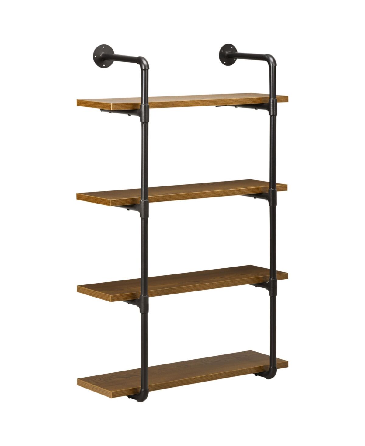 Homcom 4-Tier Industrial Pipe Shelves Floating Wall Mounted Bookshelf, Metal Frame Display Rack, 1.25