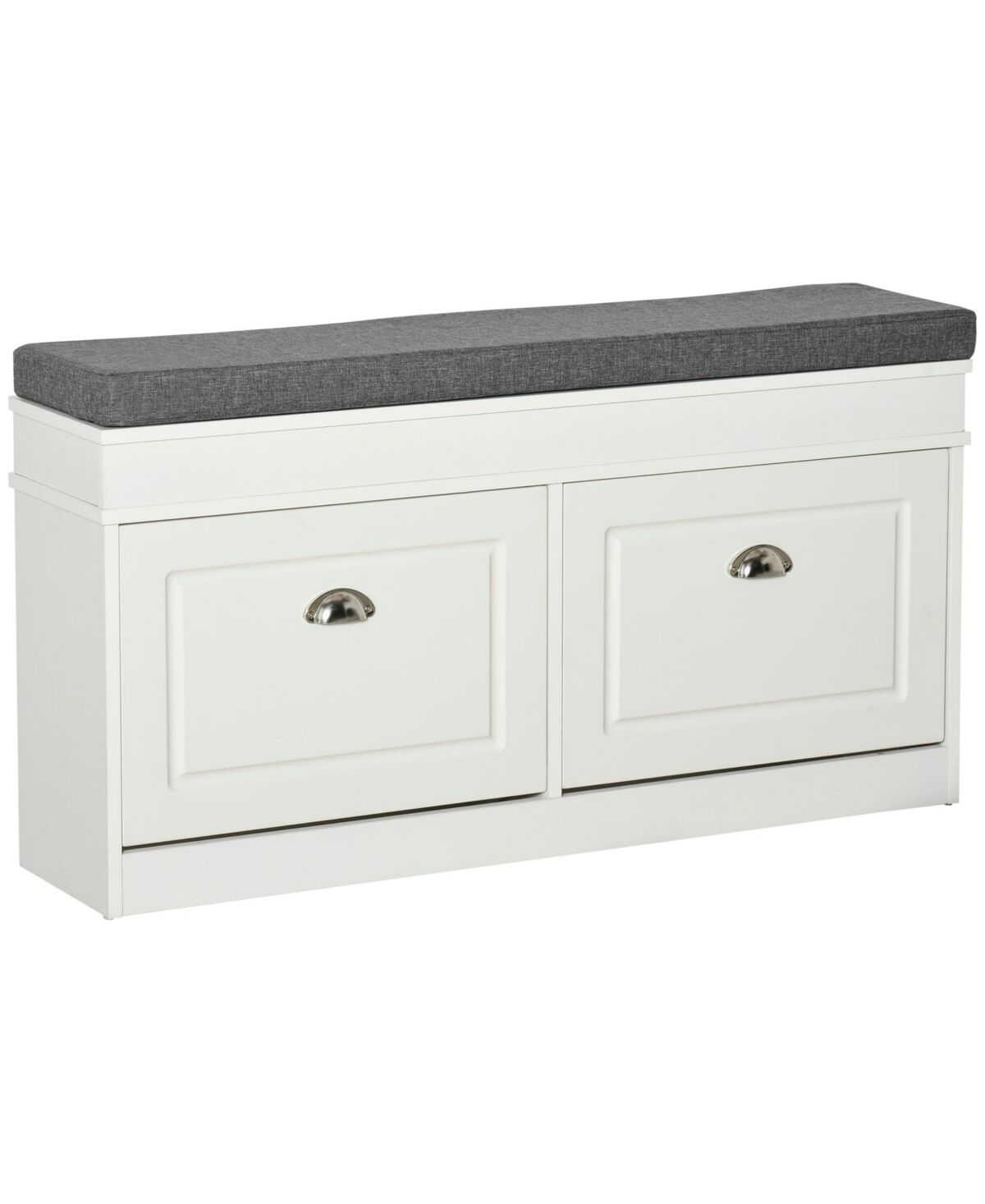 Homcom Wood Shoe Rack Storage Bedroom Bench Cabinet Stool w/ Drawers & Cushion - White