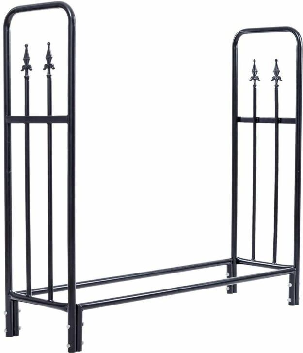 Slickblue 4 Feet Outdoor Heavy Duty Steel Firewood Wood Storage Rack - Black