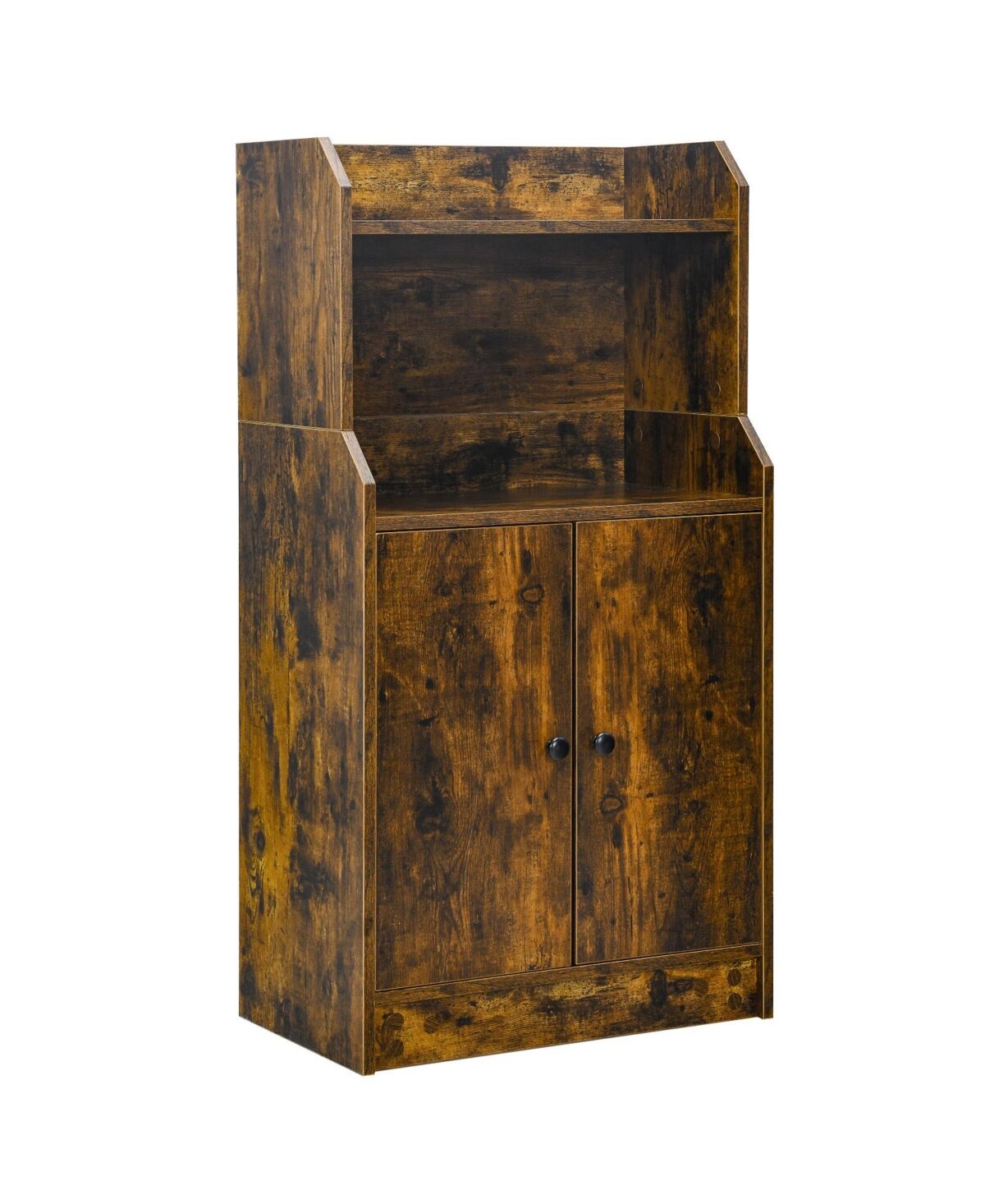 Slickblue Storage Cabinet Bookcase with Doors and Display Shelf-Rustic Brown - Rustic Brown