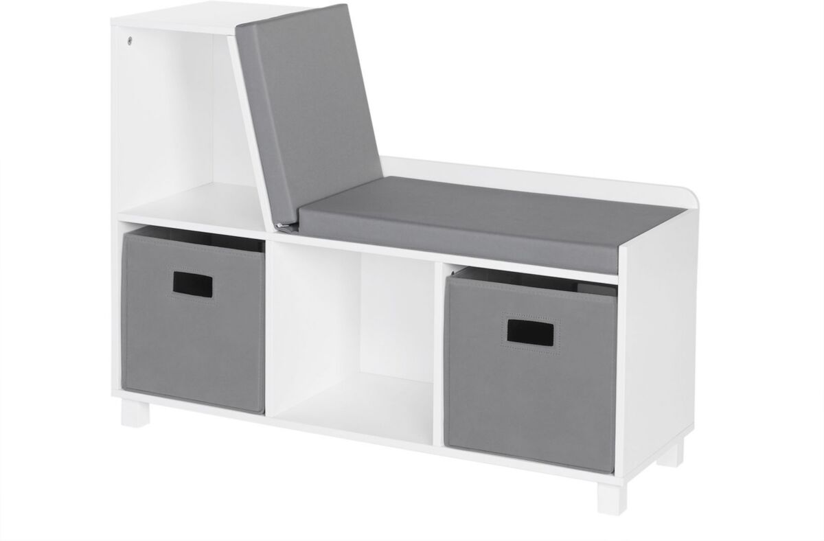 RiverRidge Home Book Nook Collection Kids Storage Bench with Cubbies - Gray