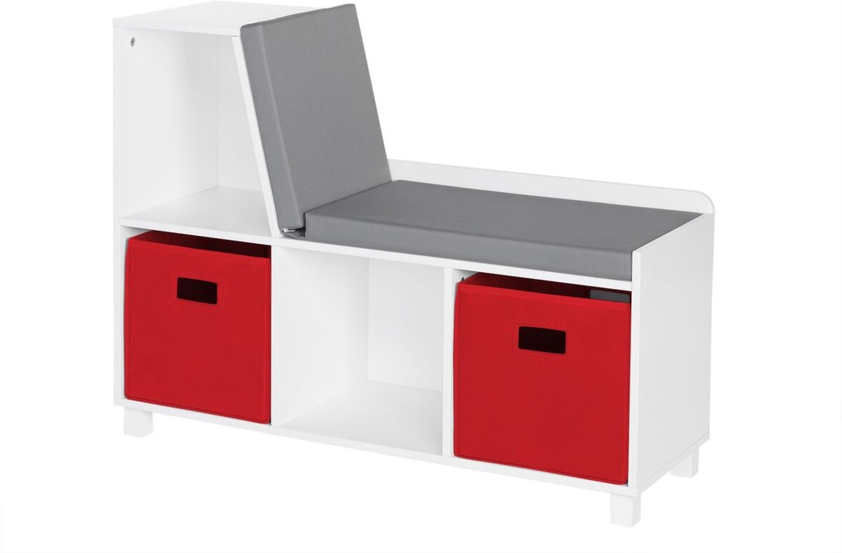 RiverRidge Home Book Nook Collection Kids Storage Bench with Cubbies - Red