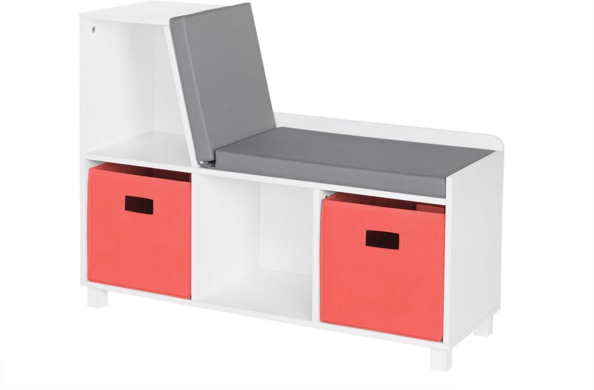 RiverRidge Home Book Nook Collection Kids Storage Bench with Cubbies - Coral